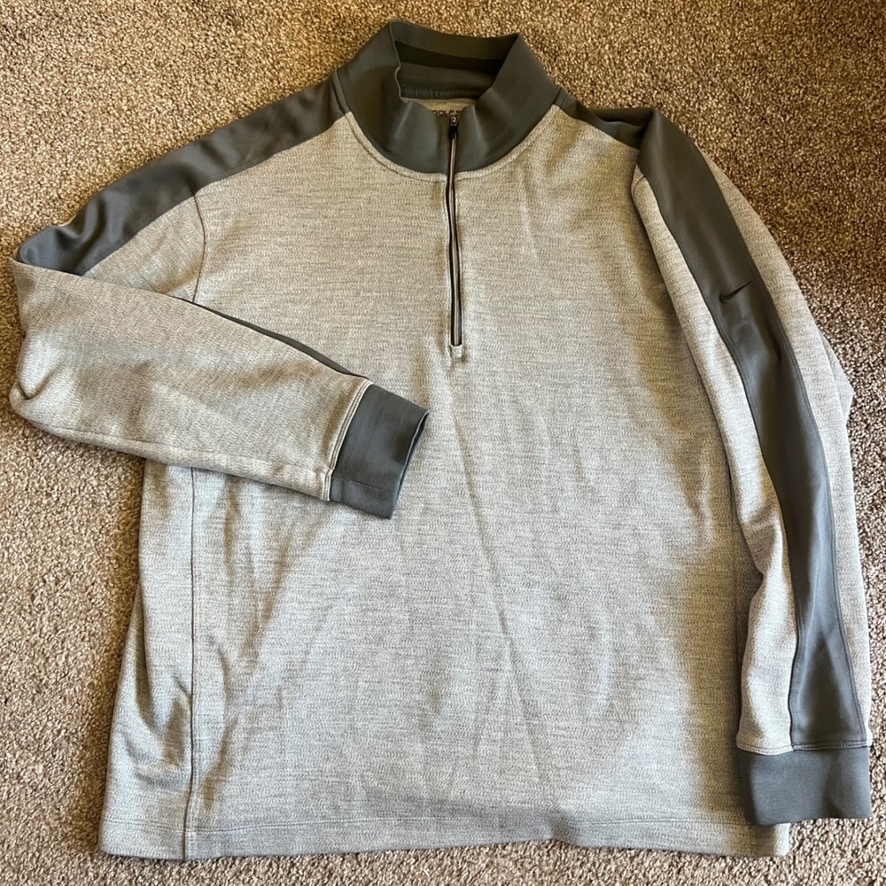Nike Golf Dri Fit Half Zip‎ Pullover Gray Long Sleeve Athletic Training Top XL